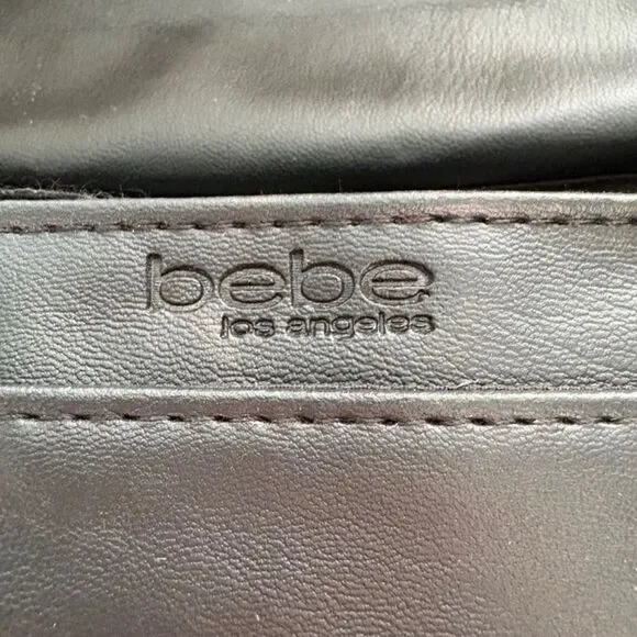 Bebe Liv Logo Monogram Crossbody Black Light Pink Gold Chain NWT - Picture 5 of 10